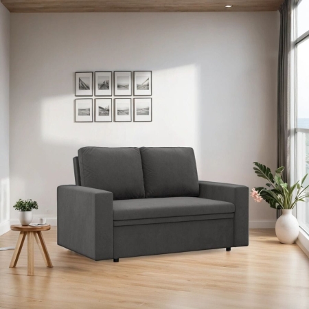 Sofa dwuosobowa, BLOM, Mikrofaza, 148x87x90 cm, szary