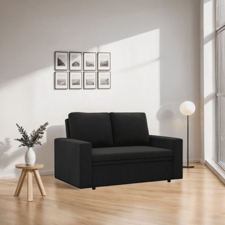 Sofa dwuosobowa, BLOM, Mikrofaza, 148x87x90 cm, czarny
