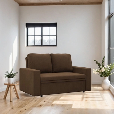 Sofa dwuosobowa, BLOM, Mikrofaza, 148x87x90 cm, brązowy