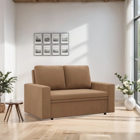 Sofa dwuosobowa, BLOM, Mikrofaza, 148x87x90 cm, cappuccino