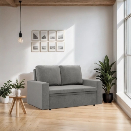 Sofa dwuosobowa, BLOM, velvet, 148x87x90 cm, jasny szary