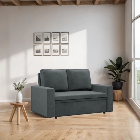 Sofa dwuosobowa, BLOM, velvet, 148x87x90 cm, ciemny szary