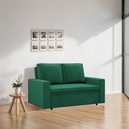Sofa dwuosobowa, BLOM, velvet, 148x87x90 cm, butelkowa zieleń