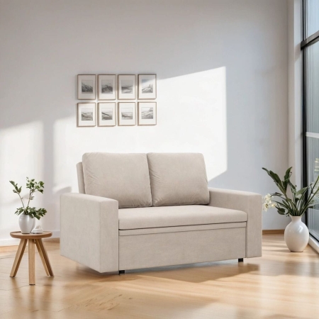 Sofa dwuosobowa, BLOM, velvet, 148x87x90 cm, beżowy