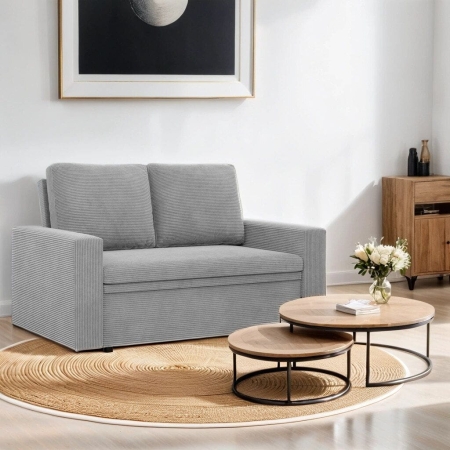 Sofa dwuosobowa, BLOM, sztruks, 148x87x90 cm, jasny szary