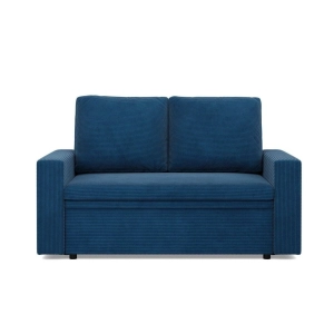 Sofa dwuosobowa, BLOM, sztruks, 148x87x90 cm, granatowy