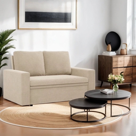 Sofa dwuosobowa, BLOM, sztruks, 148x87x90 cm, beżowy