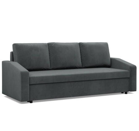 Kanapa rozkładana, BLOM, velvet, 220x92x92 cm, ciemny szary