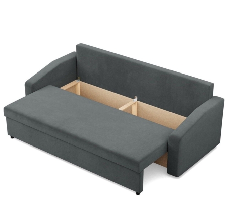 Kanapa rozkładana, BLOM, velvet, 220x92x92 cm, ciemny szary