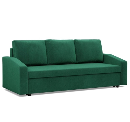 Kanapa rozkładana, BLOM, velvet, 220x92x92 cm, butelkowa zieleń