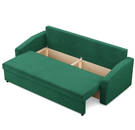 Kanapa rozkładana, BLOM, velvet, 220x92x92 cm, butelkowa zieleń