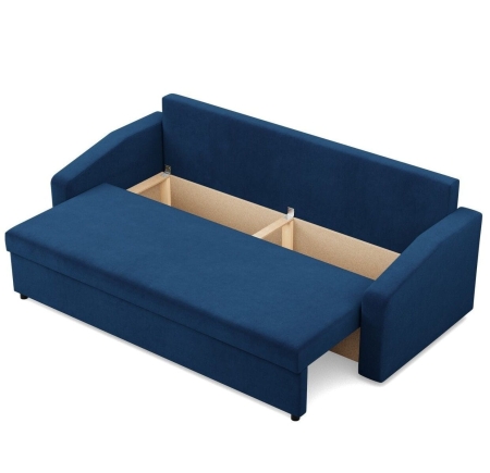 Kanapa rozkładana, BLOM, velvet, 220x92x92 cm, granatowy