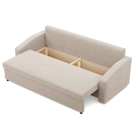 Kanapa rozkładana, BLOM, velvet, 220x92x92 cm, beżowy