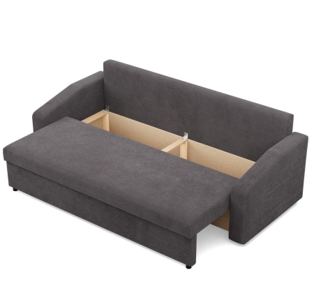 Kanapa rozkładana, BLOM, sztruks, 220x92x92 cm, ciemny szary