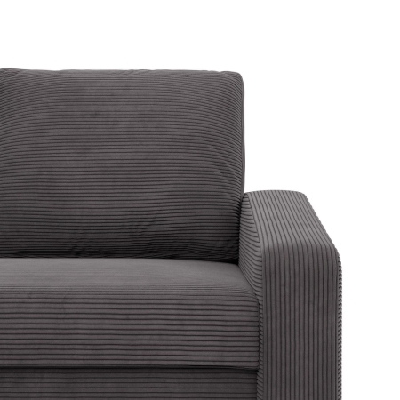 Kanapa rozkładana, BLOM, sztruks, 220x92x92 cm, ciemny szary