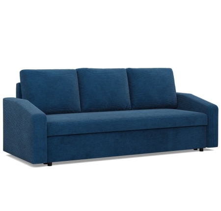 Kanapa rozkładana, BLOM, sztruks, 220x92x92 cm, granatowy