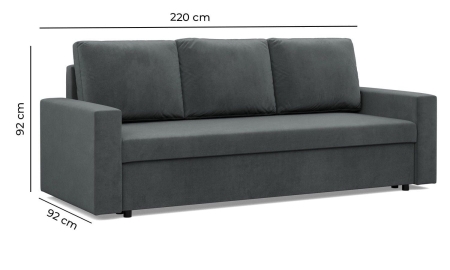 Kanapa rozkładana, BLOM, sztruks, 220x92x92 cm, granatowy