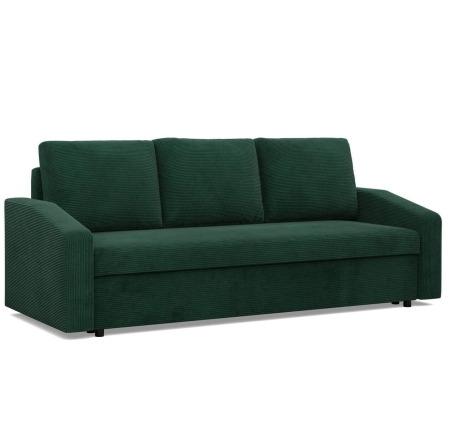 Kanapa rozkładana, BLOM, sztruks, 220x92x92 cm, butelkowa zieleń
