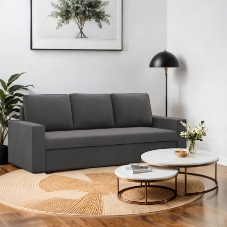 Kanapa 3 osobowa,  BLOM, Mikrofaza, 220x92x85 cm, szary