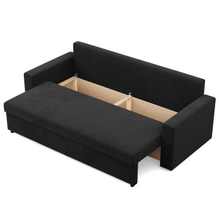 Kanapa 3 osobowa, BLOM, Mikrofaza, 220x92x85 cm, czarny