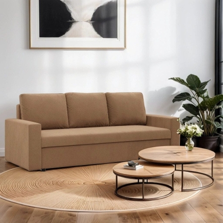 Kanapa 3 osobowa, BLOM, Mikrofaza, 220x92x85 cm, cappuccino