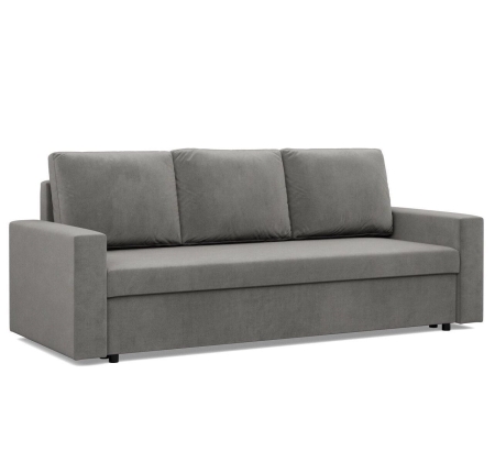 Kanapa 3 osobowa, BLOM, velvet, 220x92x92 cm, jasny szary