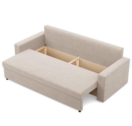 Kanapa 3 osobowa, BLOM, velvet, 220x92x92 cm, beżowy