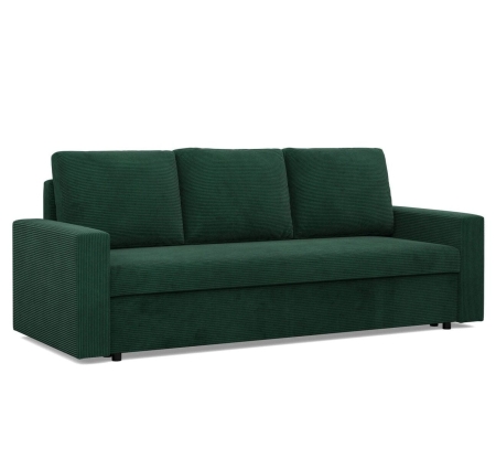 Kanapa 3 osobowa, BLOM, sztruks, 220x92x92 cm, butelkowa zieleń
