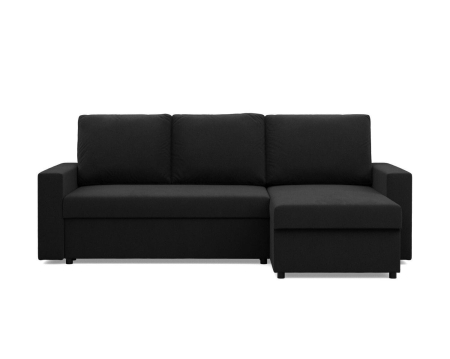 Narożnik do salonu, BLOM, Mikrofaza, 231x140x85 cm, czarny