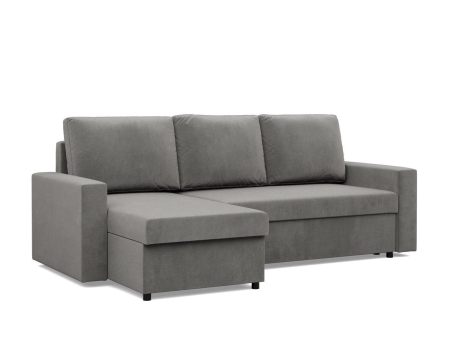 Narożnik do salonu, BLOM, velvet, 231x140x92 cm, jasny szary