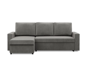 Narożnik do salonu, BLOM, velvet, 231x140x92 cm, jasny szary