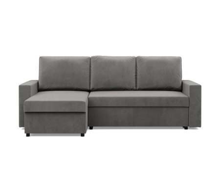 Narożnik do salonu, BLOM, velvet, 231x140x92 cm, jasny szary