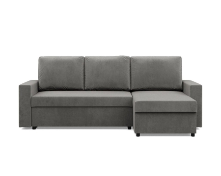 Narożnik do salonu, BLOM, velvet, 231x140x92 cm, jasny szary