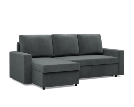 Narożnik do salonu, BLOM, velvet, 231x140x92 cm, ciemny szary