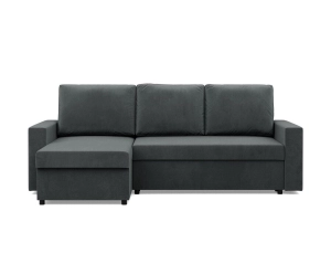 Narożnik do salonu, BLOM, velvet, 231x140x92 cm, ciemny szary