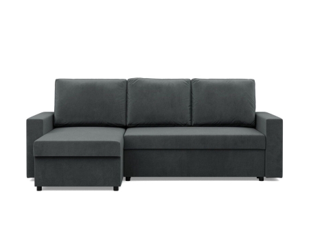 Narożnik do salonu, BLOM, velvet, 231x140x92 cm, ciemny szary