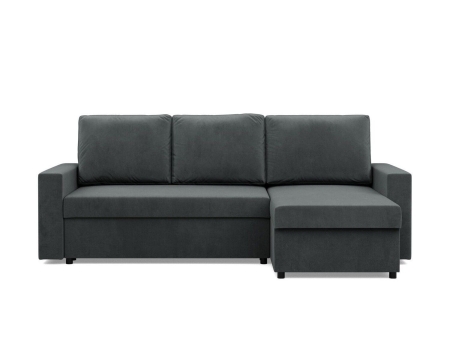 Narożnik do salonu, BLOM, velvet, 231x140x92 cm, ciemny szary