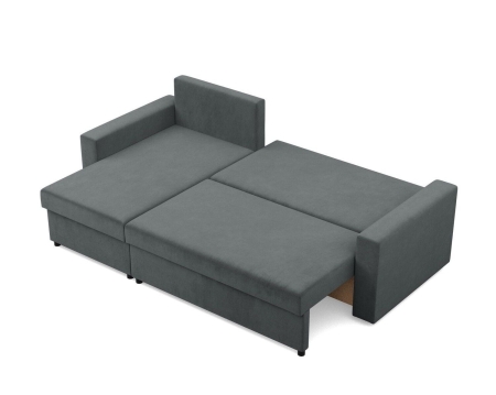 Narożnik do salonu, BLOM, velvet, 231x140x92 cm, ciemny szary