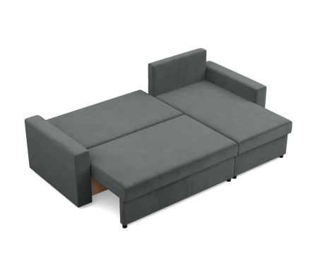 Narożnik do salonu, BLOM, velvet, 231x140x92 cm, ciemny szary