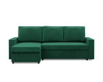 Narożnik do salonu, BLOM, velvet, 231x140x92 cm, butelkowa zieleń