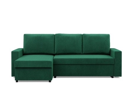 Narożnik do salonu, BLOM, velvet, 231x140x92 cm, butelkowa zieleń