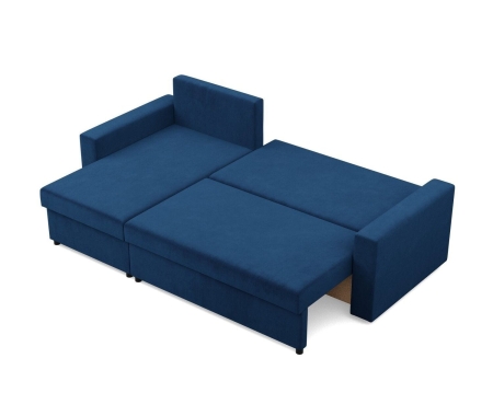 Narożnik do salonu, BLOM, velvet, 231x140x92 cm, granatowy