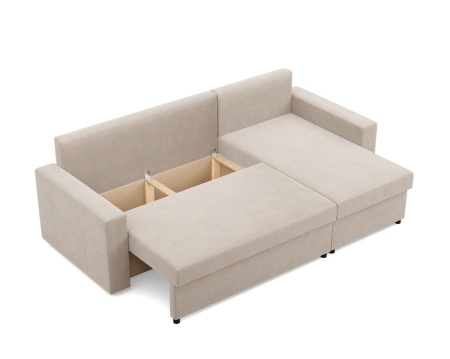 Narożnik do salonu, BLOM, velvet, 231x140x92 cm, beżowy