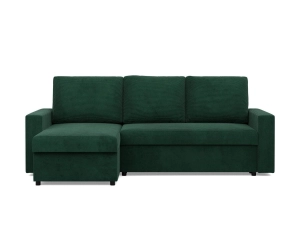 Narożnik do salonu, BLOM, sztruks, 231x140x92 cm, butelkowa zieleń