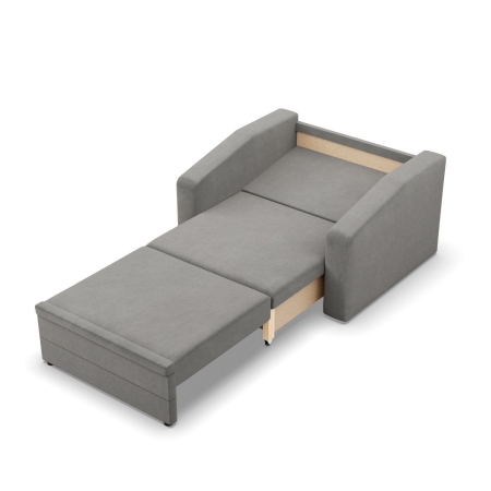 Fotel z funkcją spania, Punto, velvet, 108x87x80 cm, jasny szary