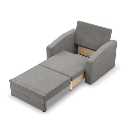 Fotel z funkcją spania, Punto, velvet, 108x87x80 cm, jasny szary