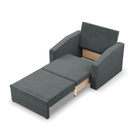 Fotel z funkcją spania, Punto, velvet, 108x87x80 cm, ciemny szary