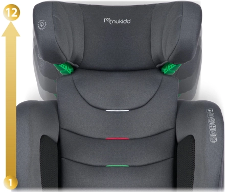 Fotelik samochodowy, Nukido, Louis Soft, szary, 15-36 kg, ISOFIX