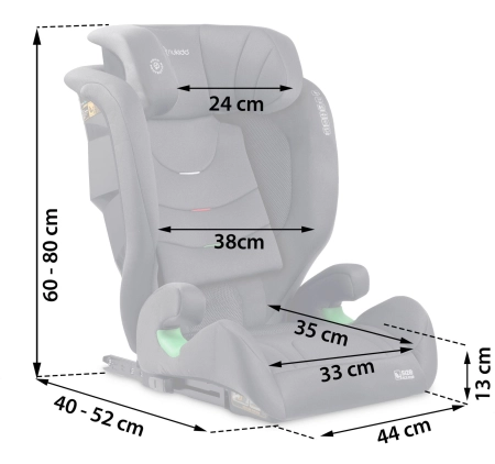 Fotelik samochodowy, Nukido, Louis Soft, szary, 15-36 kg, ISOFIX