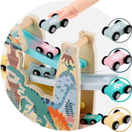 Drewniana zabawka, zjeżdżalnia z samochodzikami, RK-867, Ricokids